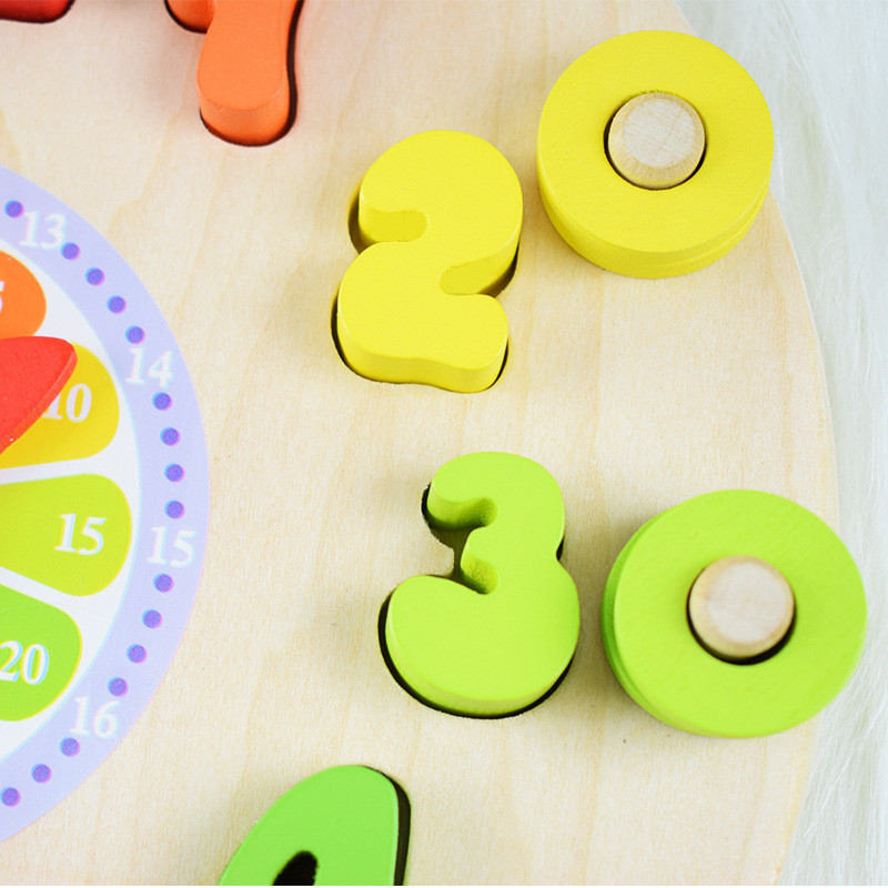 Geometry Clock Wooden Puzzle Numbers Montessori Counting Toy