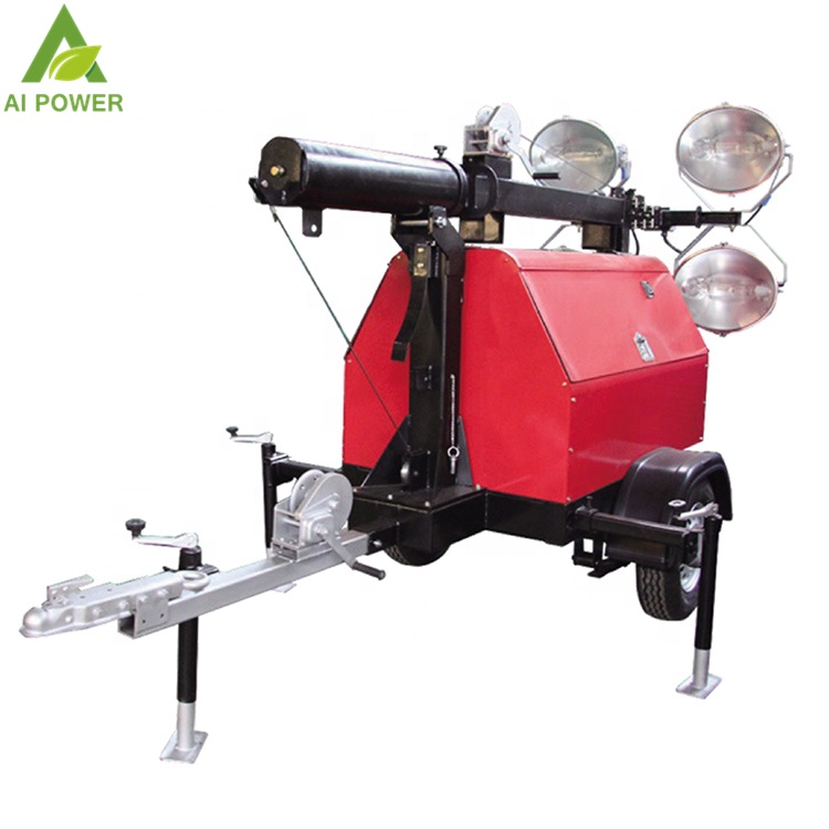 4x350W 9m Diesel Portable Light Tower 2KW Honda Generator Crane Light