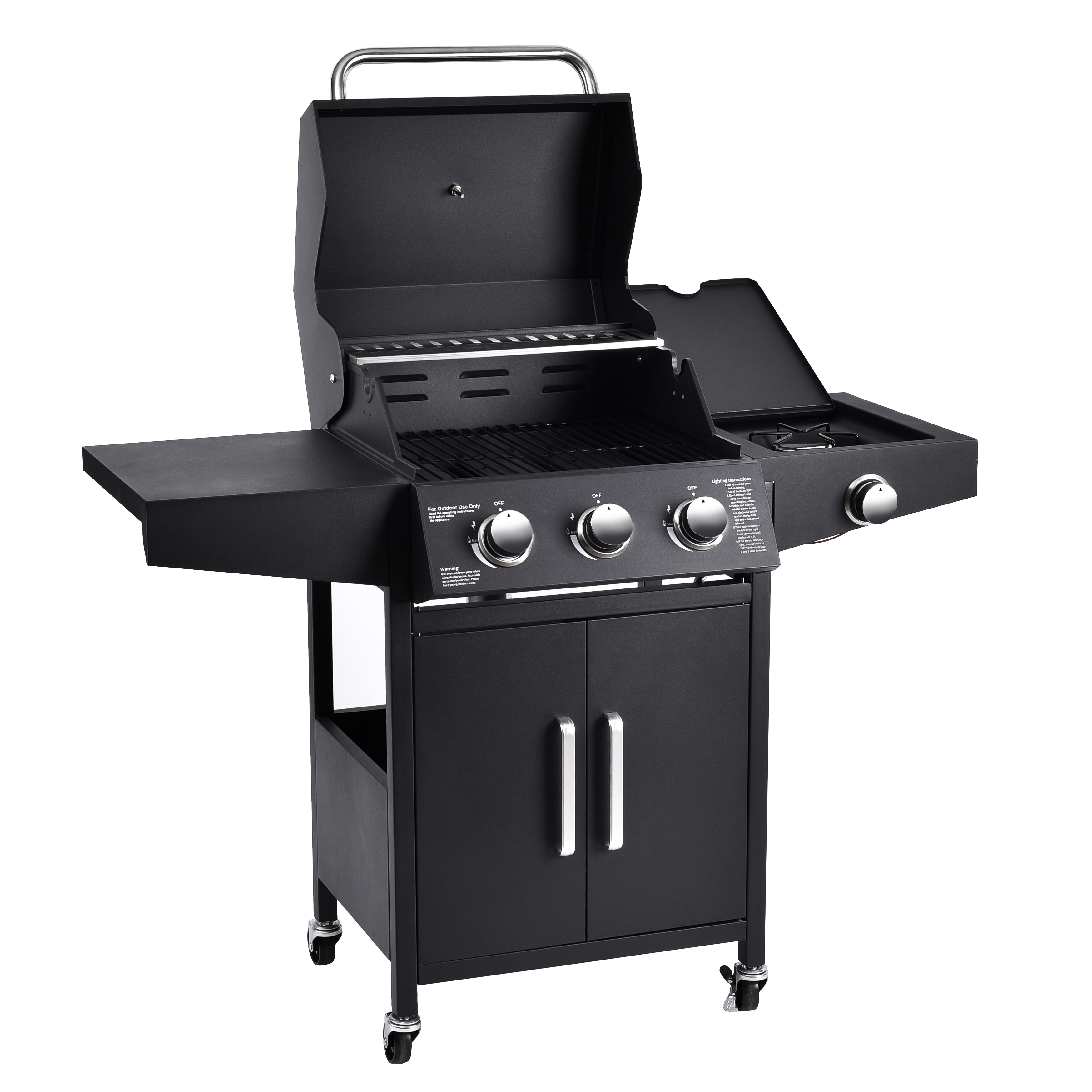 Gas Barbecue Grills Outdoor With Stove hybrid grill 3 1 burners Butane for Tailgating