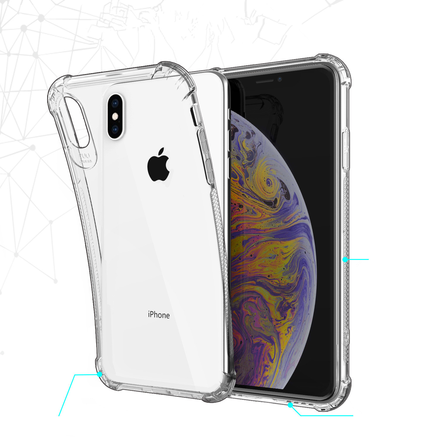 1mm TPU Back Case Transparent Clear Phone Case For IPhone XS XR Max