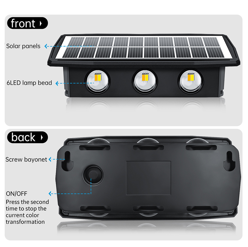 2 Mode RGB Wall Light LED Solar Powered Lights IP65 Color Changing