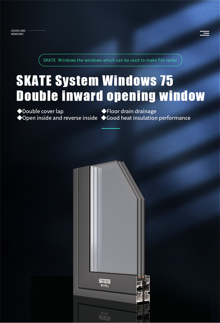 House Soundproof Aluminium Glass Casement Windows with Level 9 Wind Pressure Resistance