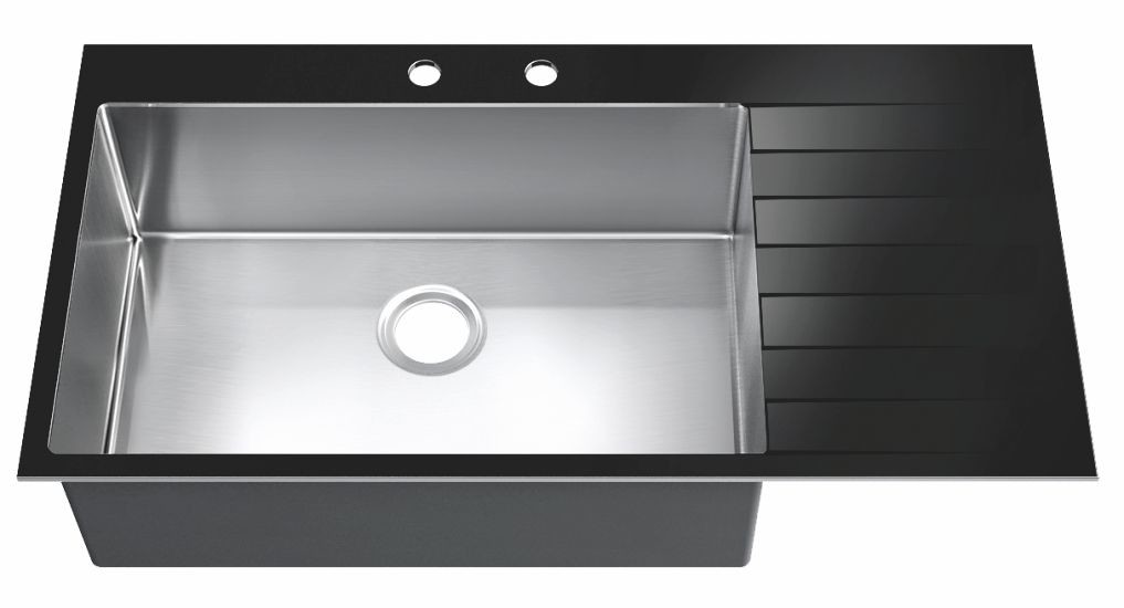Farmhouse Kitchen Sink With Drainboard With Sound Reduction Brushed Finish