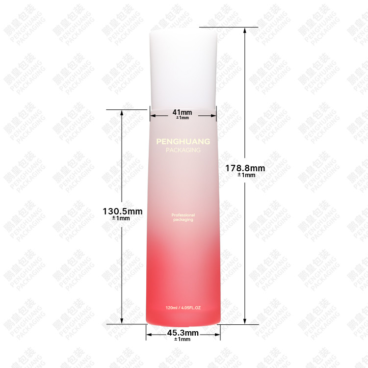 Customized Whitening Essence Lotion Glass Bottles 120ml Gradient Red
