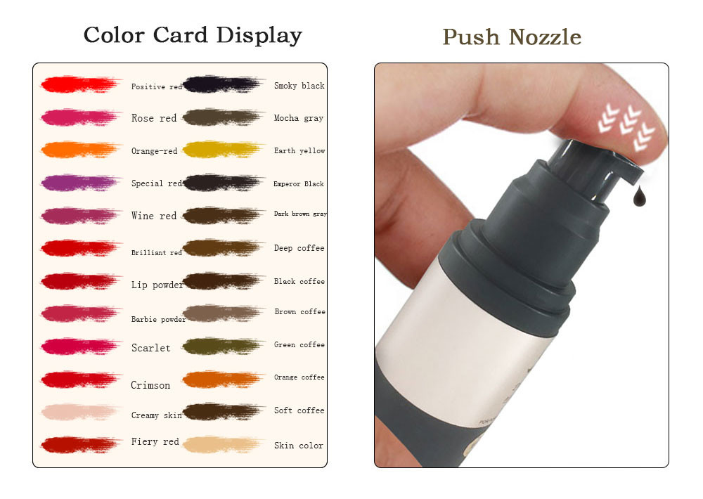 Natural 15 Ml Embroidered Ink Colorings Fog Eyebrows , Lips OEM ODM