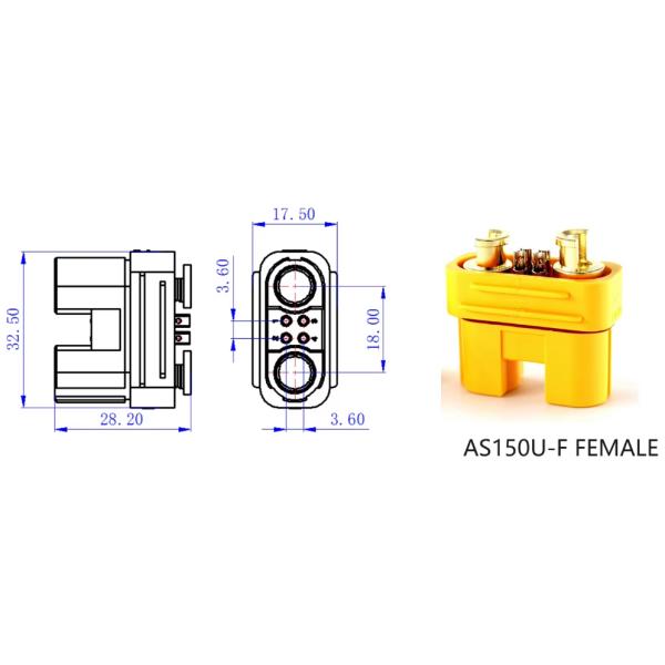 PCB Battery Connector AS150UPB-M AS150UPW-M AS150U Adapter Plug With Signal Pin