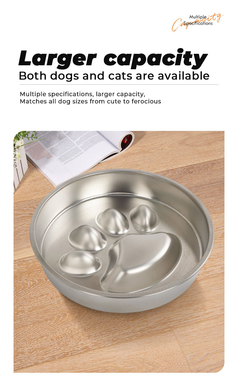 Stainless Steel Pet Bowl Anti-Upset Non-Slip Anti-Choking Slow Food Bowl