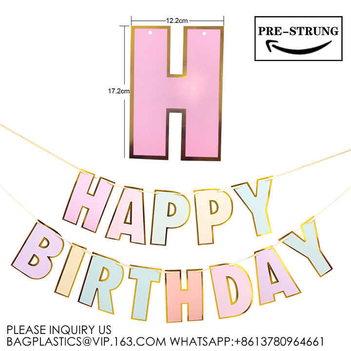Paper Birthday Banner Tissue Paper Honeycomb Pom Pom Happy Birthday Party Decorations
