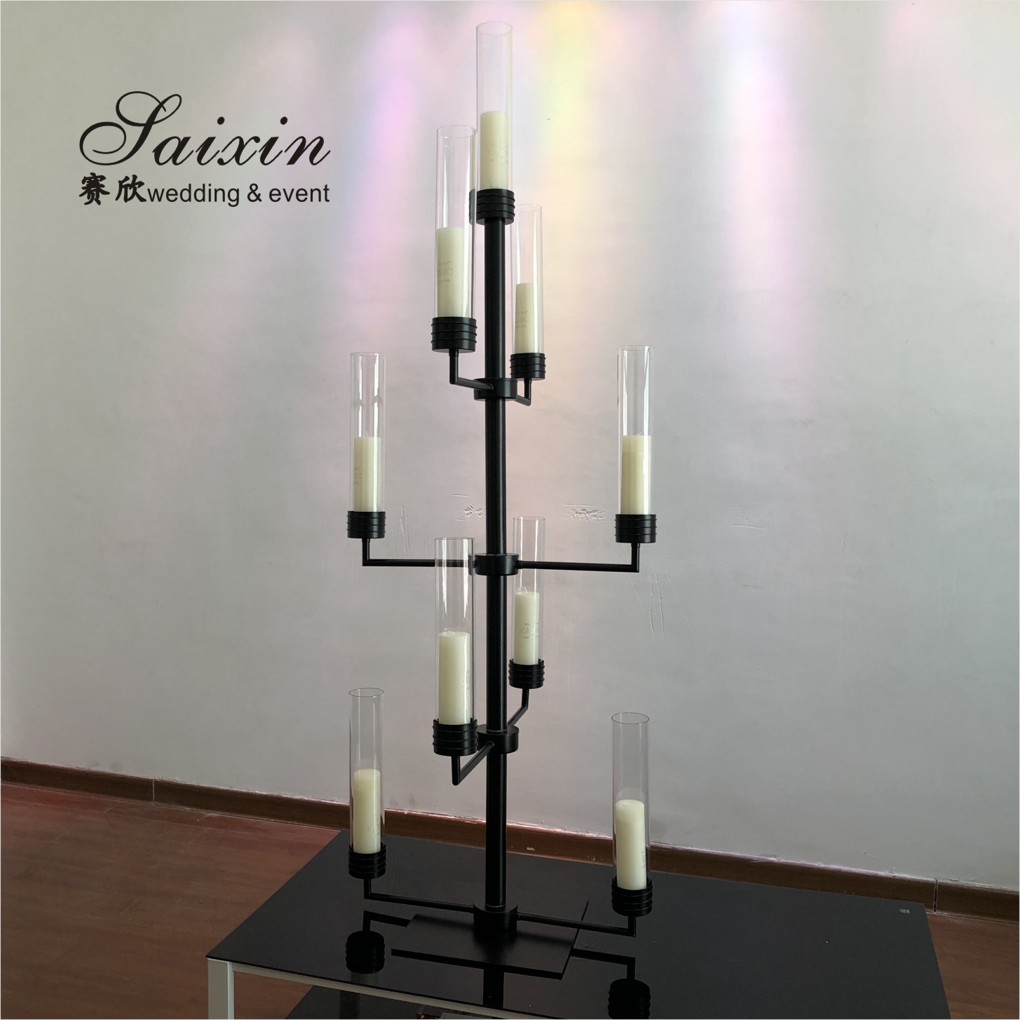 Taper Antique Metal And Crystal Candelabra Gold Black Stick Candle Holders 5 Arm