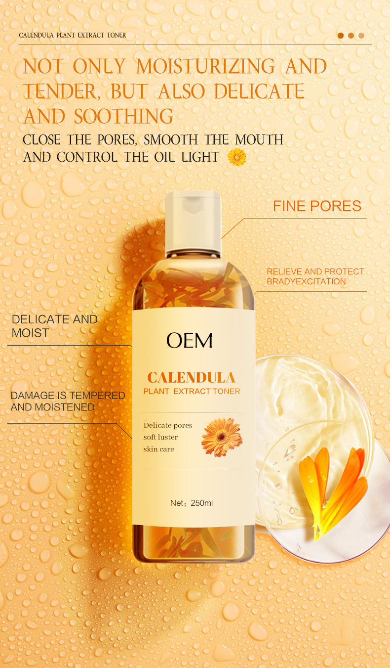 100% Pure Organic Water Hydrating Face Mist Brightening Moisturizing Petal Calendula Face Toner