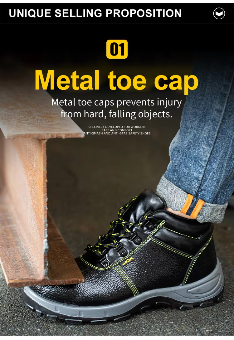 Lightweight Construction Safety Shoes Black Real Leather Boots Unisex