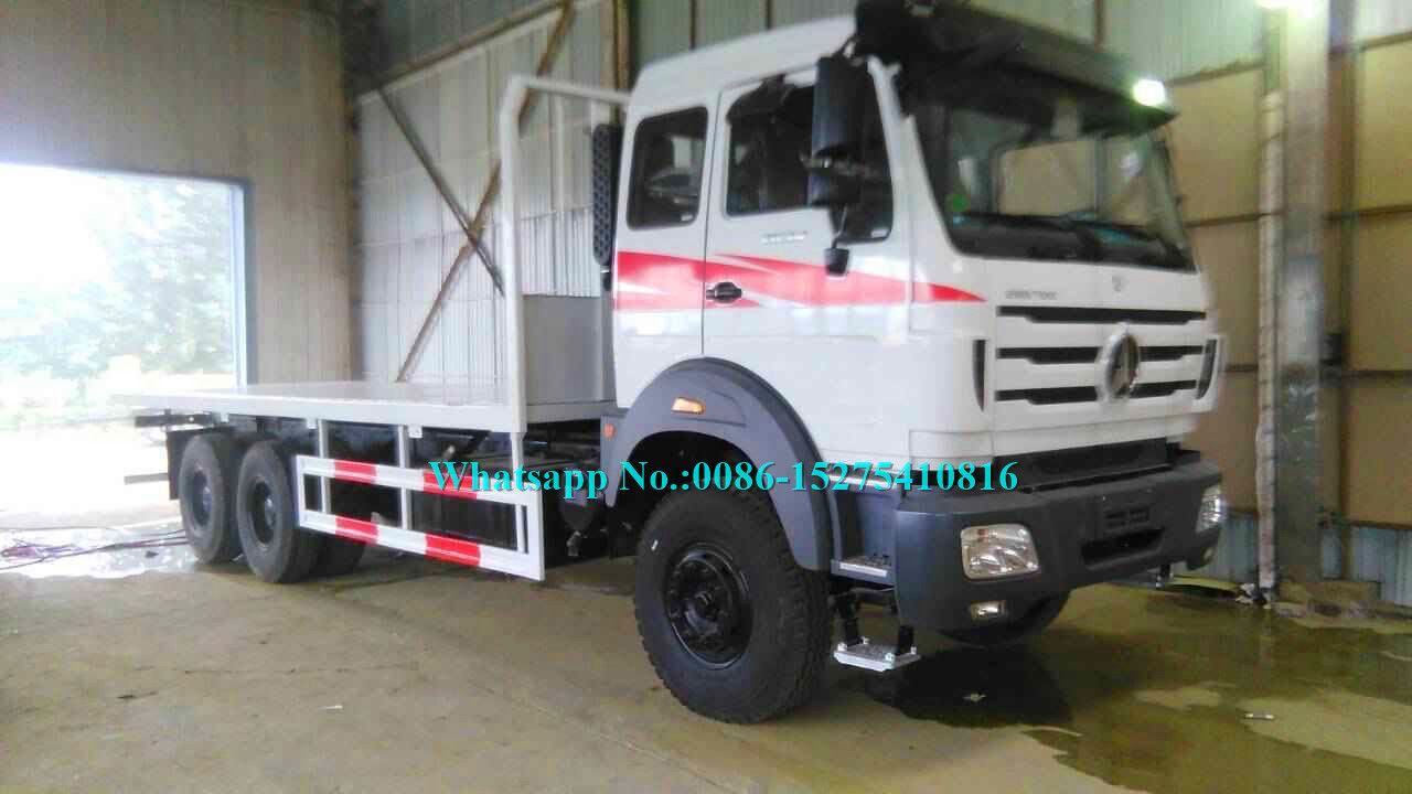 White color Beiben 6x6 2634PZ 30Ton 340hp 10 wheeler Cross country Container Flat Bed Truck for DR CONGO