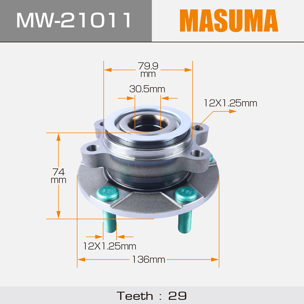 MASUMA Front Wheel Hub 40202-JG000 40202-JG01B 40202-JG01A for NISSAN DUALIS TERRANO2