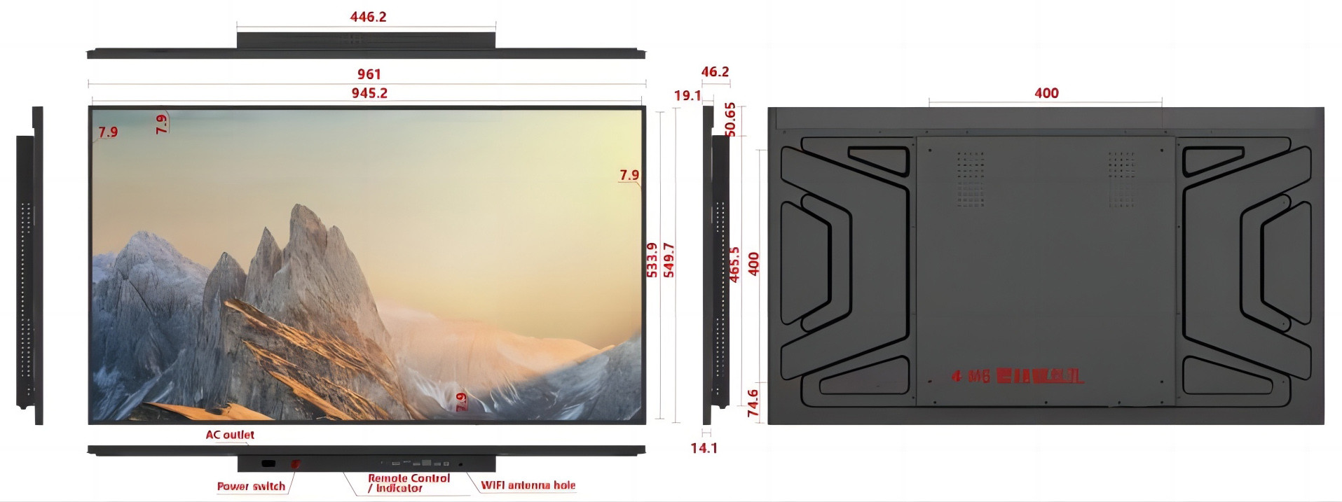 43" Custom Indoor Digital Menu Boards Display FHD Lcd Restaurant Food
