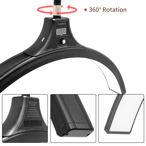Aluminum Cri 95 LED Moon Light 60watt Half Ring Lamp For Eyelash Tattoo