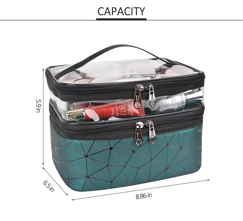 Multifunction Double Layer PU Leather Travel Cosmetic Bags