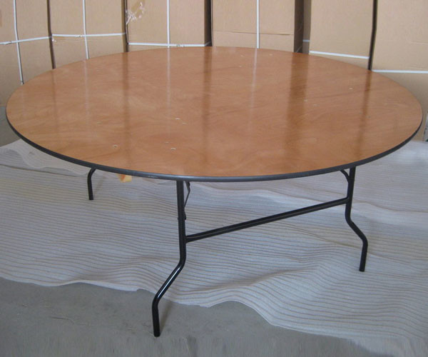 Metal 6ft Folding Table Round Wooden Table Set Hotel Furniture For Event