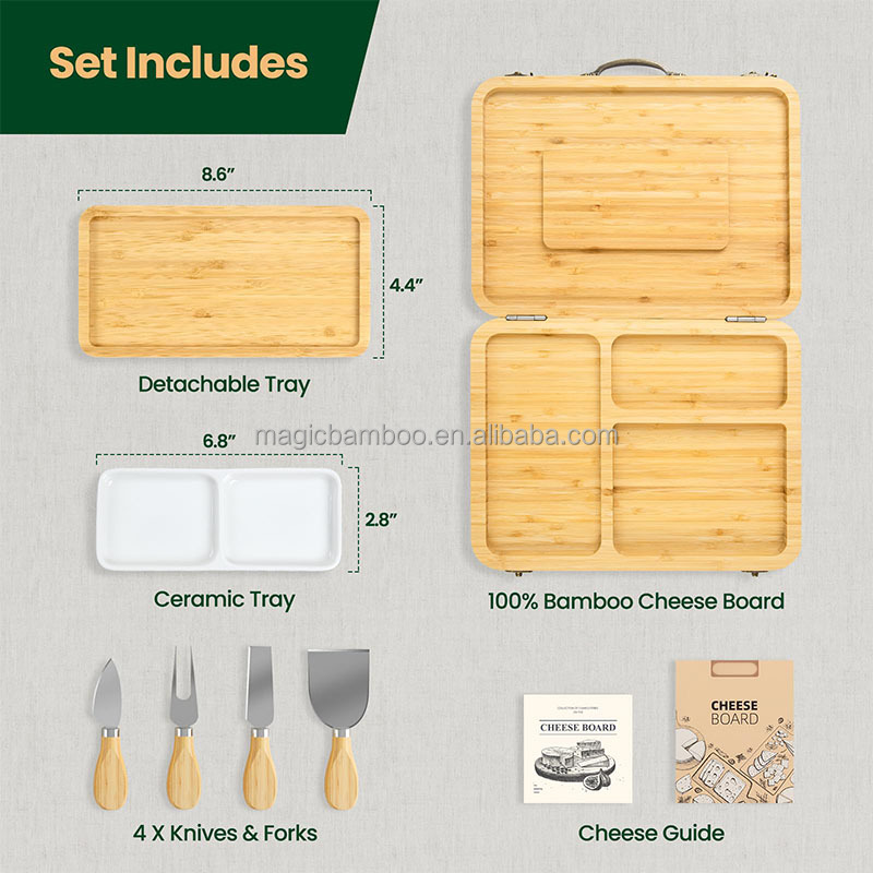 Foldable Sustainable Bamboo Charcuterie Board Knife Set for Entertaining Occasions
