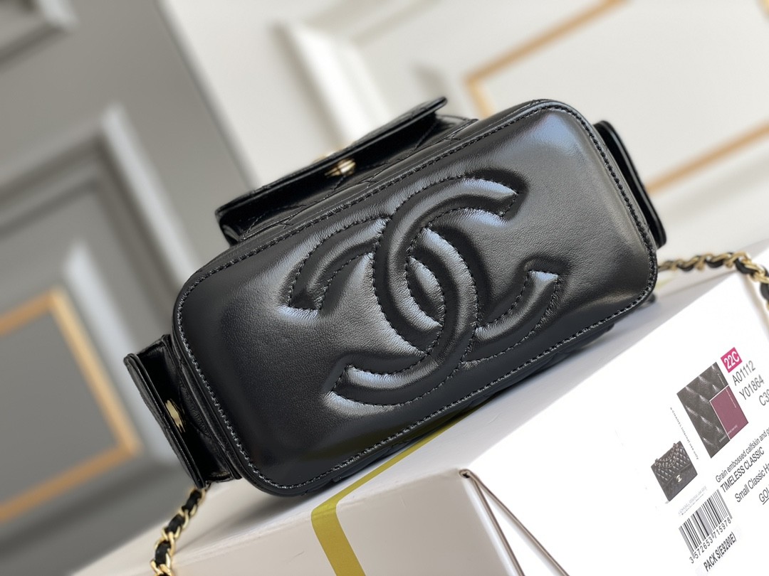 Lambskin Custom Branded Bags Chanel 22K Vanity Case Multi Pocket