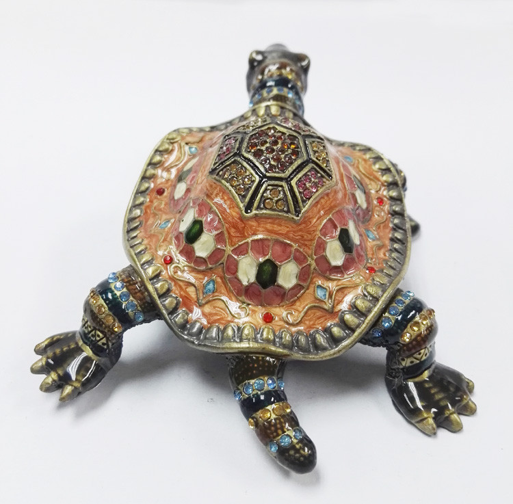 Classical turtle metal jewelry box diamond jewelry box ring box painted dressing table decorations