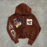 Buy cheap French Terry Acid Wash Zip Through Hoodie Crop Top Hoodie Double Way Zipper from wholesalers