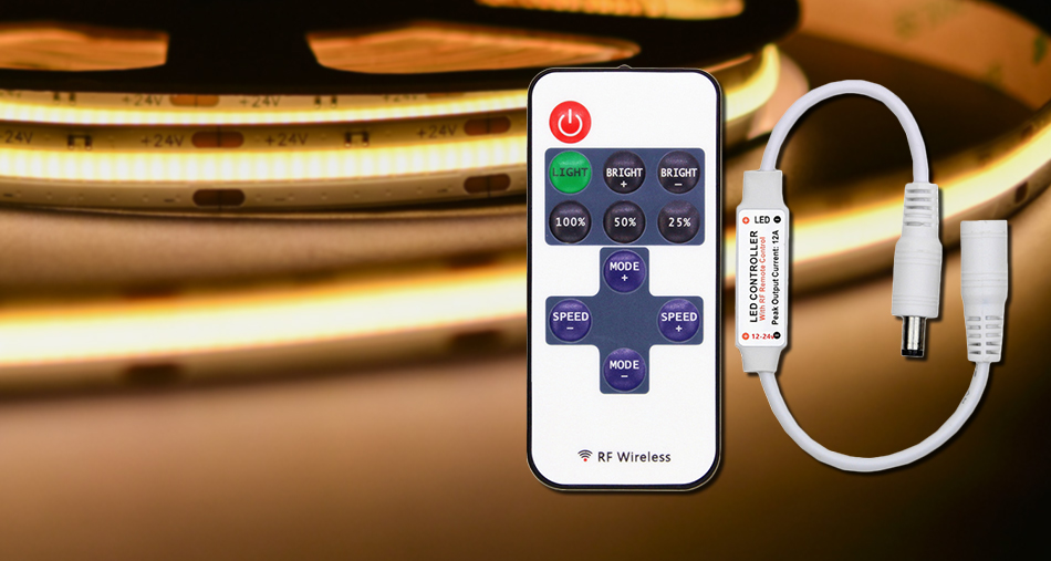 11 Key RF DC Single Color LED Controller Mini Wireless With Plastic Material