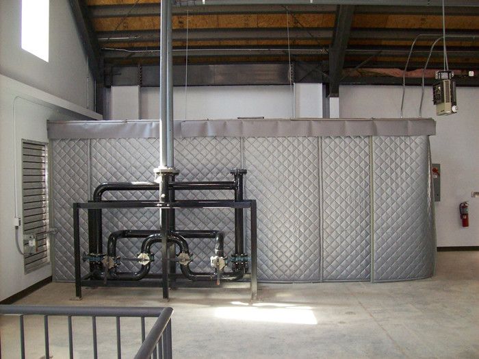 Construction Site Portable Sound Barrier Secured with Temp Fence Panels