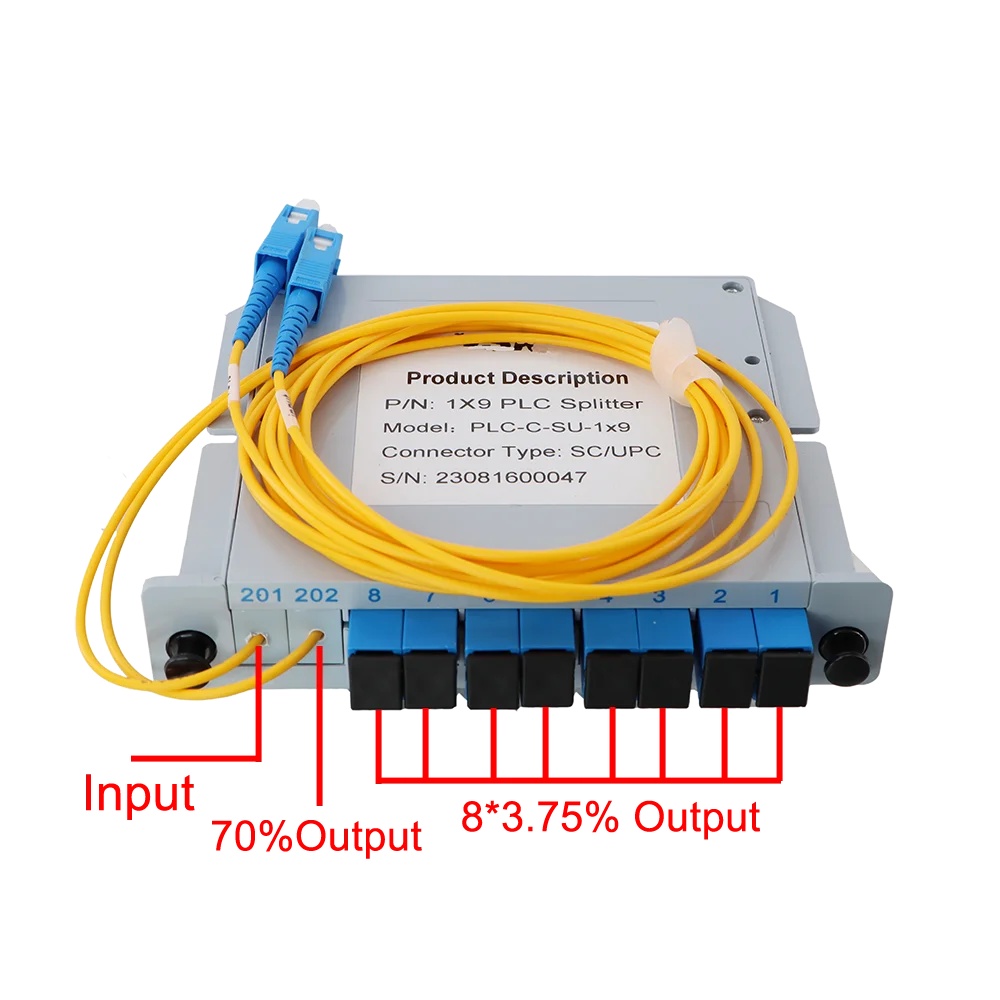 LGX PLC Splitter 1x2/1x4/1x8 LC UPC SM 0.9mm PLC Fiber Optic Splitter with PP Material