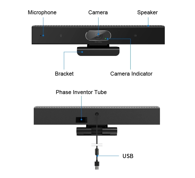 USB drive-free 1080P Laptop internal camera webcam with speaker and microphone for Video Conferencing, Recording, and St