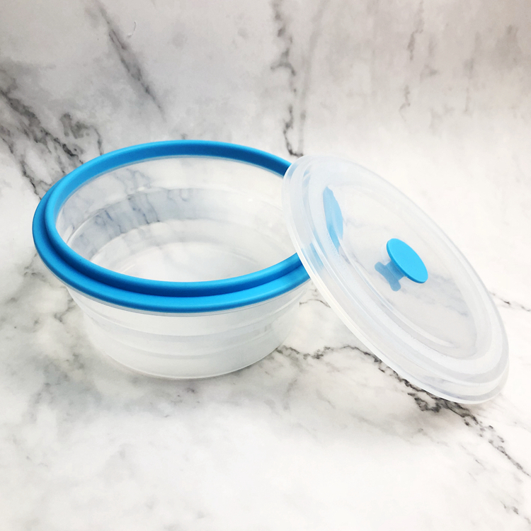 Bpa Free Large Air-Tight Folding Collapsible Kids Hiking All Silicone Food Divider Storage Container With Leak Proof Lock