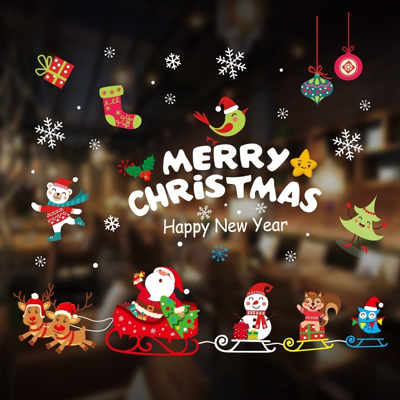 PVC Static New Year Santa Claus Christmas Glass Sticker