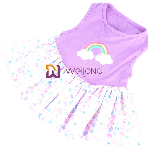 Customized CVC Jersey Rainbow Pet Dress Digital Print Pongee dog tutu skirt