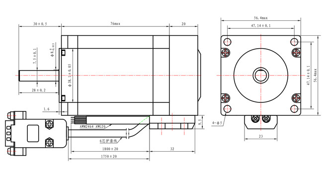 Close Loop Stepper Motor Hybrid 2N.M NEMA 23 With Encoder For Printing Machines
