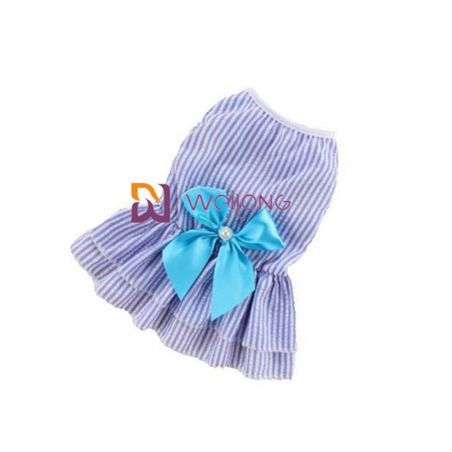 Customizable Color Poly cute dog dresses Satin Bow Cotton Seersucker