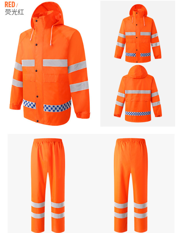Reflective PPE Safety Wear Waterproof Double Layer Adult Split Raincoat Overalls