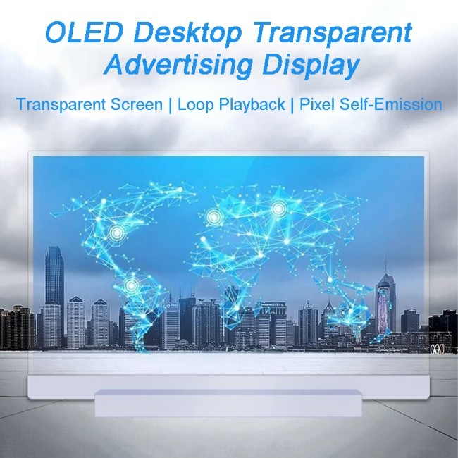 Floorstanding Transparent Glass OLED Screen Display Digital Signage Special Design Screen Factory
