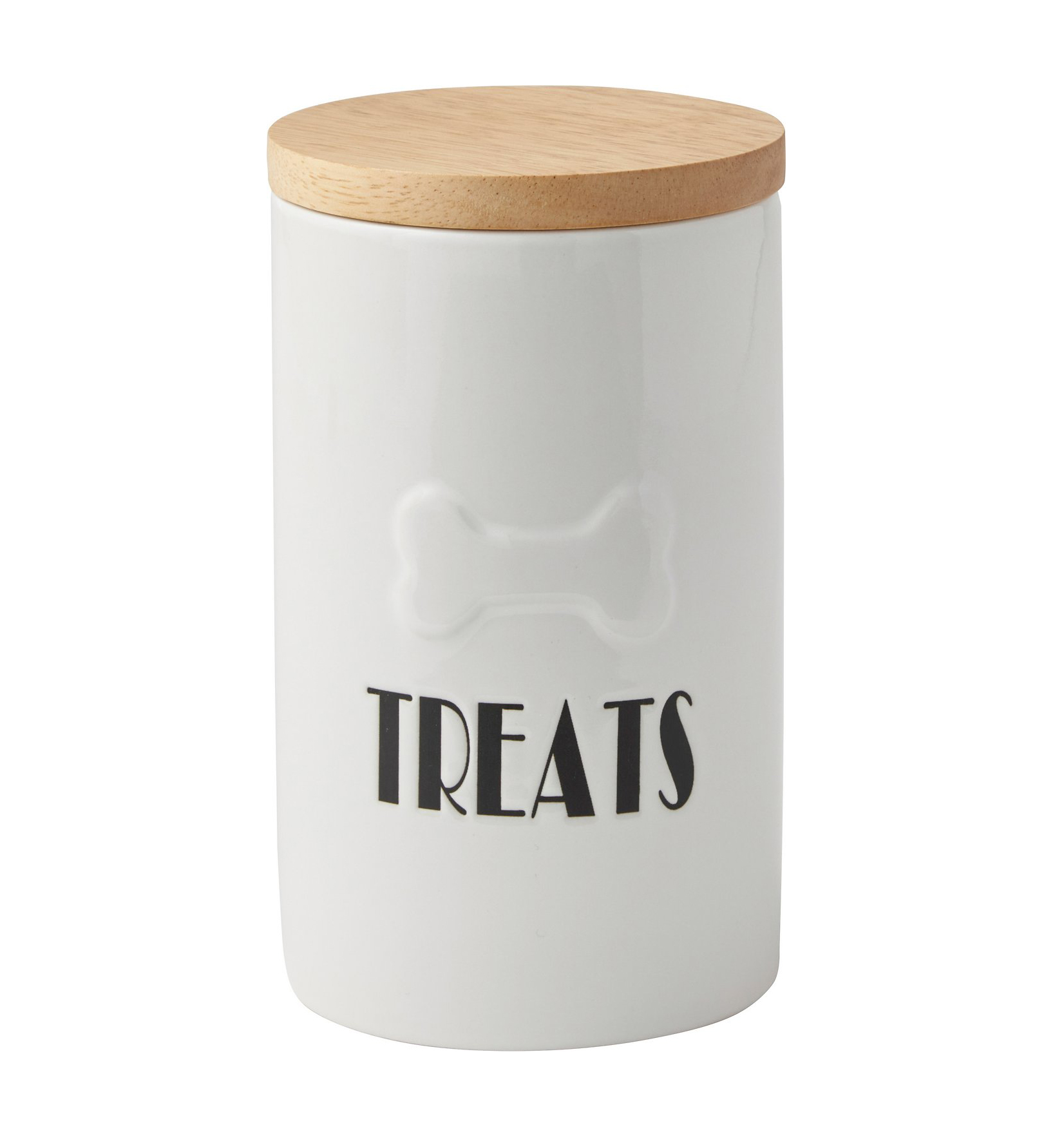 Cookie Biscuit Ceramic Dog Treat Jar , Ceramic Cat Treat Canister With Wood Lid