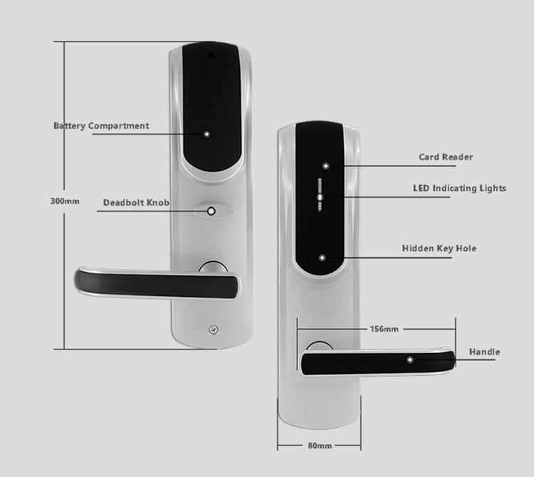 Smart Hotel Keyless Entry Door Lock , 304 Stainless Steel Electronic Front Door Lock