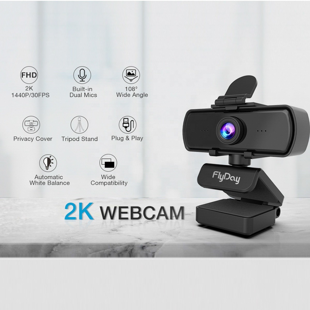 Oem Online Meeting 2 Megapixel Webcam 1440P Computer Camera CMOS Sensor