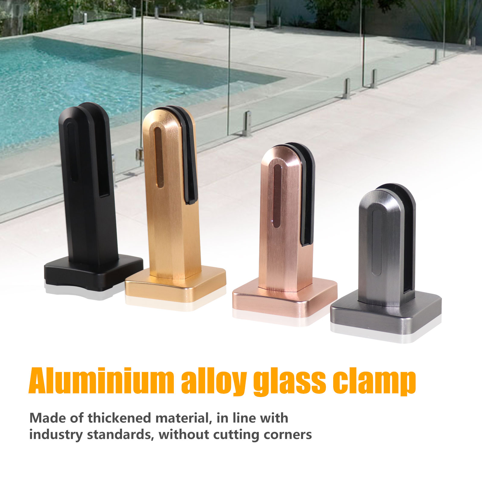 Aluminum Alloy Glass Clamp for Pool Fence Glass Posts on Bridge Railings / Handrails