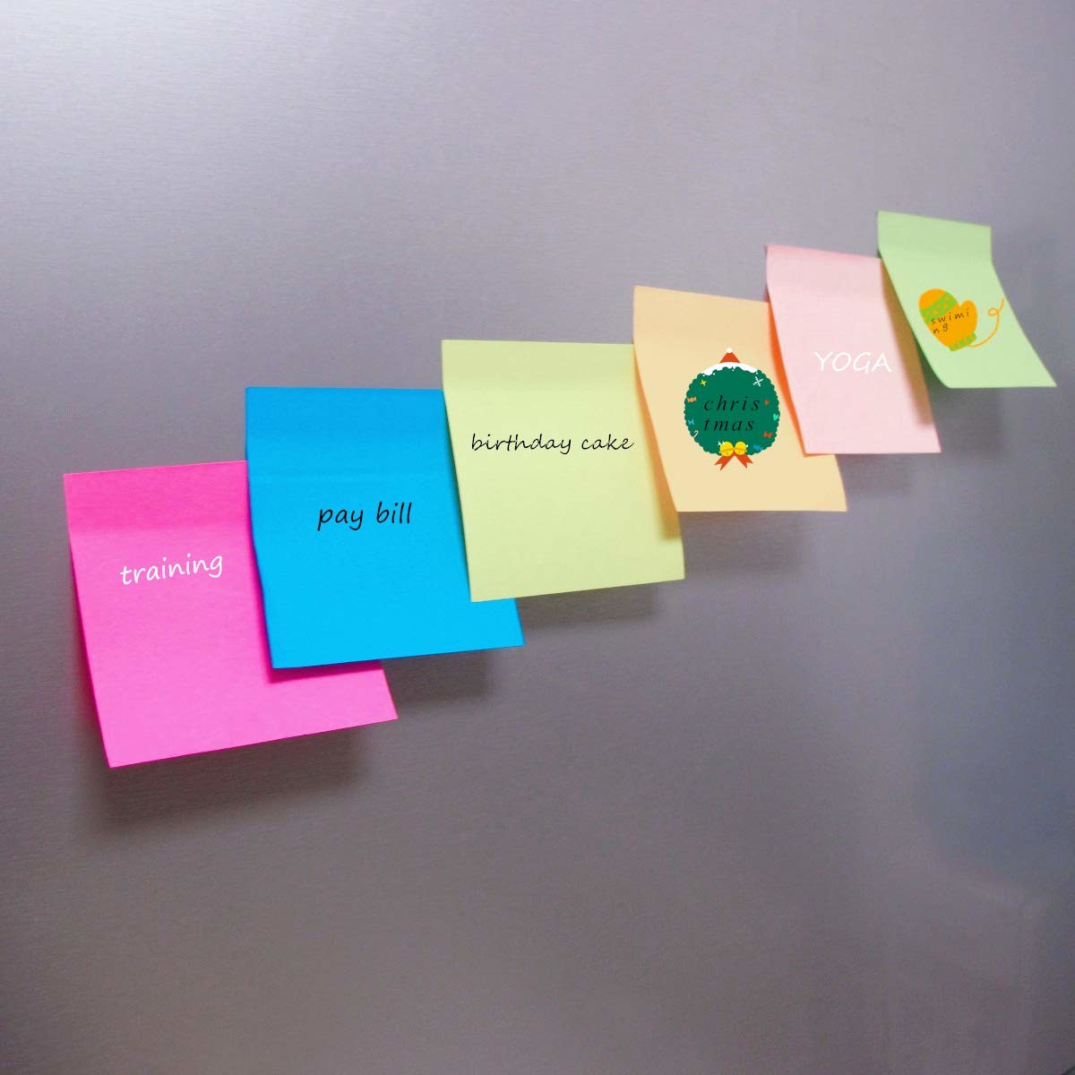 3 X 3 cm Matt Lamination Colorful Sticky Notes , 12 Pads 1200 Sheets Memo Pad Paper