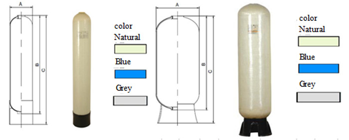 48" Flange top & bottom open FRP pressure tanks for media water filter 1.0Mpa Dia. 30" to 63"
