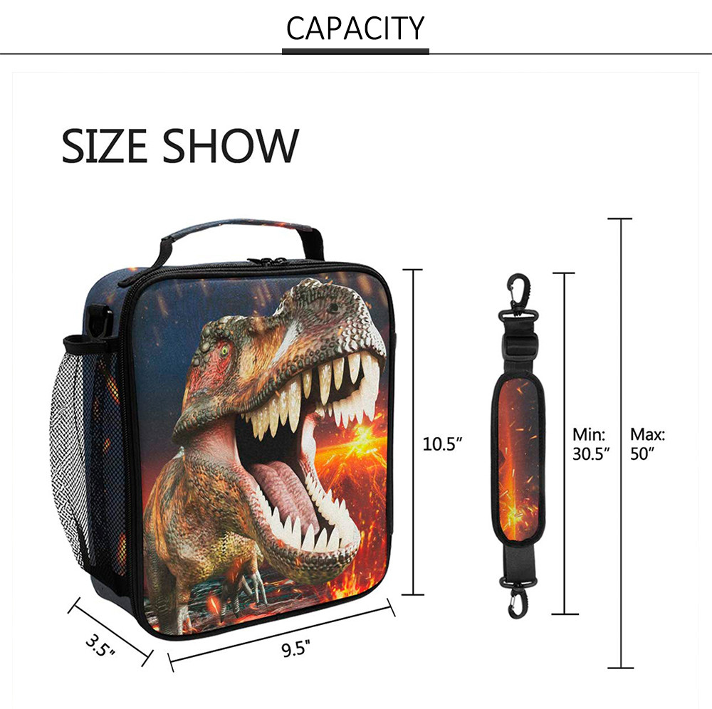 Zippered 3D Dinosaur Insulated Lunch Cooler Bags