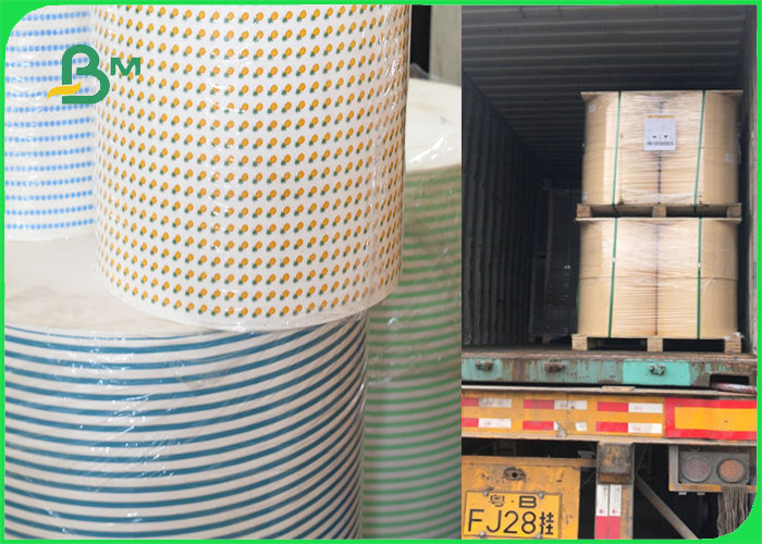 15MM 60gsm Straw Paper Roll With Striped Color Print Food Grade Fully Recyclable