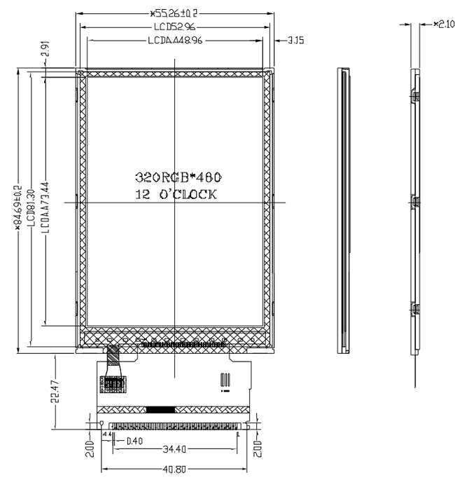 16 Bits 3.2V TFT LCD Display 320x480 Portrait TN Type With White LED Backlight