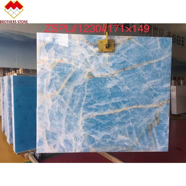 Beautiful Backlit Blue Crystal Onyx Slab Perfect for Modern Home and Hotel Decoration