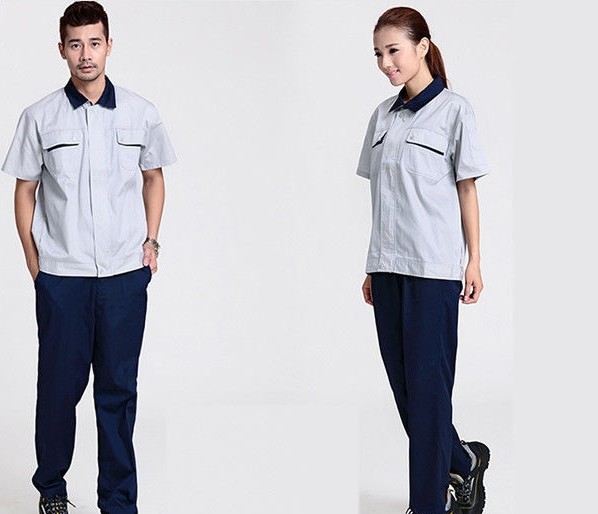 CVC Fabric Industrial Work Uniforms Anti - Shrink With Company Embroidery Logo