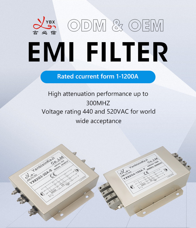 Four Wire Terminal Block Three Phase Emi Filter 1~10a Rated Current 440vac Voltage