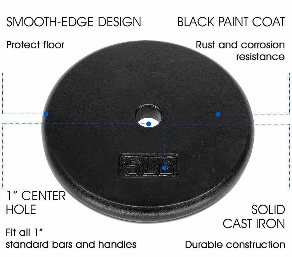 Standard body building black Cast Iron Weight Plates