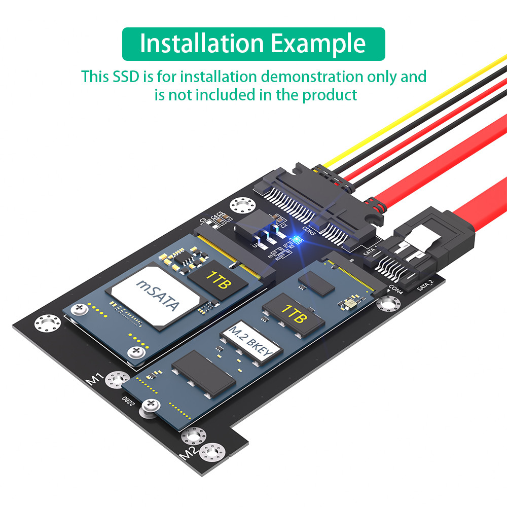 MSATA to Dual SATA3 Converter Adapter Card for Upgrade Version 2 in 1 M.2 NGFF SSD